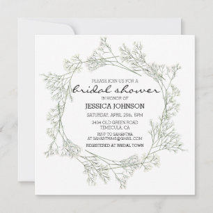 Aquarell Whimsical Baby's Breath Kranz Braut- Einladung