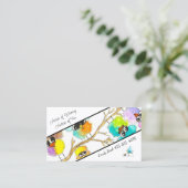 Aquarell Whimsical Birds Business Card Cindy Visitenkarte (Stehend Vorderseite)