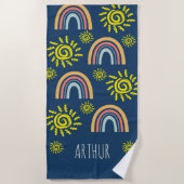 Aquarell Whimsical Boho Regenbogen und Sonne Kinde Strandtuch (Vorderseite)