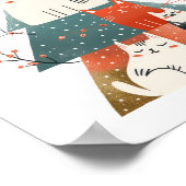 Aquarell Whimsical Cats Weihnachtsbaum Poster (Ecke)