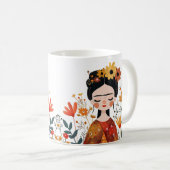 Aquarell Whimsical Frida Kahlo Illustration Kaffeetasse (VorderseiteRechts)