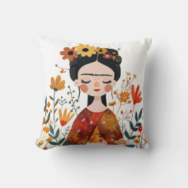 Aquarell Whimsical Frida Kahlo Illustration Kissen