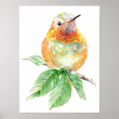 Aquarell Whimsical Rufous Hummingbird-Haltung Poster (Vorne)