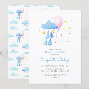 Aquarell-whimsicaler Himmel Süße Babyparty Einladung