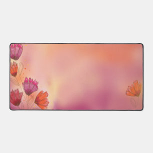 Aquarell-whimsische Blumen in Rot Orange Gelb Schreibtischunterlage