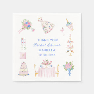 Aquarell-whimsische handgezeichnete Brautparty Serviette