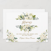 Aquarell White Floral Gold Gracias Baby Dusche Dankeskarte (Vorne/Hinten)