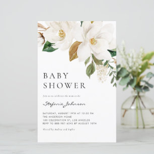 Aquarell White Magnolia Kinderdusche Einladung