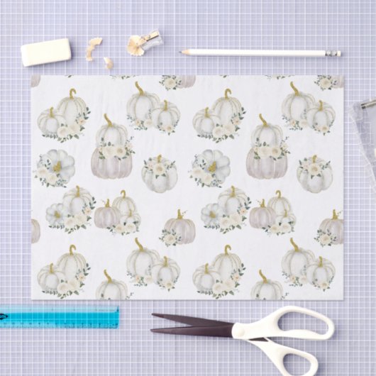 Aquarell White Pumpkin Rose Kinderdusche Seidenpapier (Handwerk)