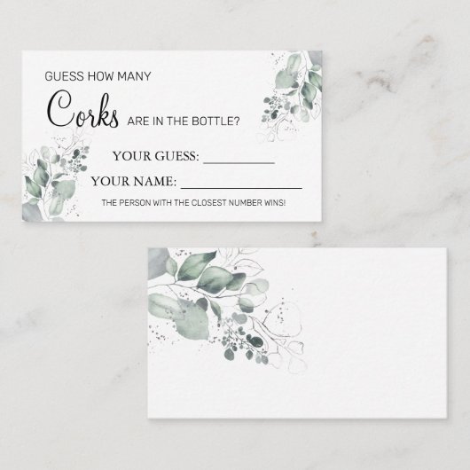 Aquarell Wie viele Corks Brautparty Kartenspiel Platzkarte (Vorne/Hinten)