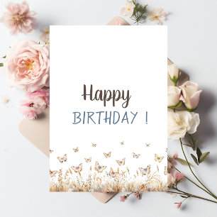 Aquarell-Wiesen-Schmetterlinge-Birthday-Karte Karte