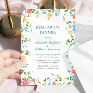 Aquarell-Wiesen-Wildblumen-Boho-Probedinner Einladung