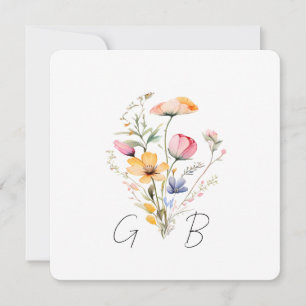Aquarell-Wiesen-Wildblumen-Einfache Hochzeit Einladung