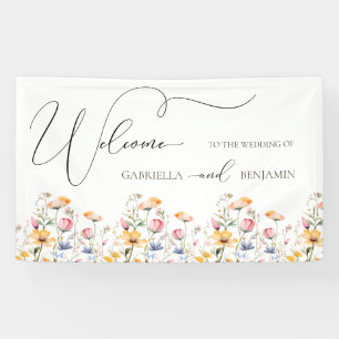 Aquarell-Wiesen-Wildblumen-Hochzeitsbegrüßung Banner