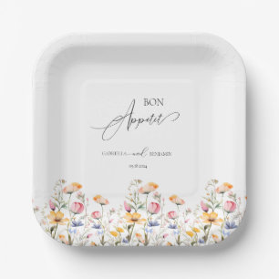 Aquarell-Wiesen-Wildblumen-Klassische-Hochzeit Pappteller
