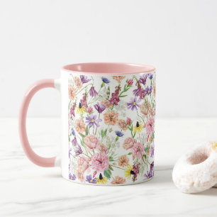 Aquarell-Wiesen-Wildblumen-Muster Tasse