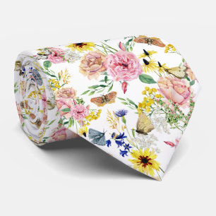 Aquarell-Wiesen-Wildblumenmuster Krawatte