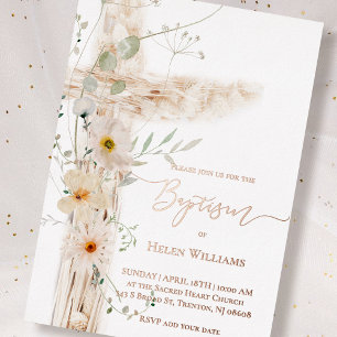 Aquarell Wiesenblumen Kreuz Taufbecken Folieneinladung