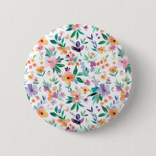 Aquarell-Wiesenblumen-Muster Button