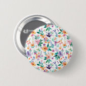 Aquarell-Wiesenblumen-Muster Button (Vorne & Hinten)