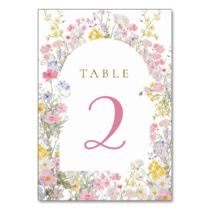 Aquarell-Wiesenblumen-Tisch Nummer 2 Tischnummer