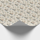 Aquarell Wikinger-Schiff Geschenkpapier (Ecke)