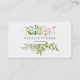 Aquarell Wild florale Green Foliage Business Card Visitenkarte