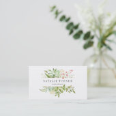 Aquarell Wild florale Green Foliage Business Card Visitenkarte (Stehend Vorderseite)