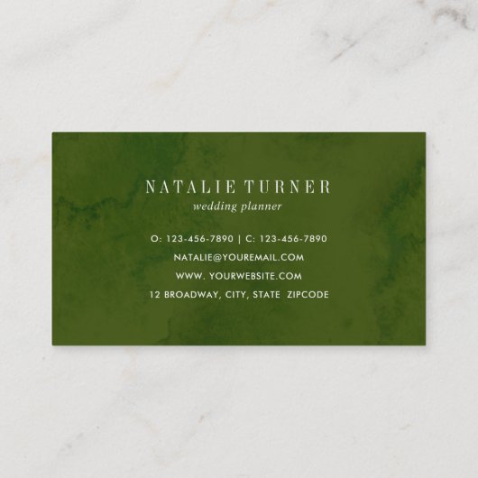 Aquarell Wild florale Green Foliage Business Card Visitenkarte (Rückseite)