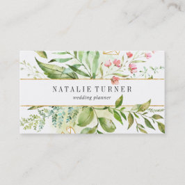 Aquarell Wild florale Green Foliage Business Card Visitenkarte