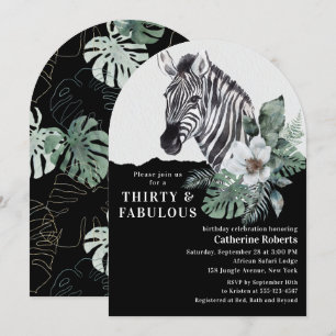 Aquarell Wild Zebra 30. Geburtstag Einladung