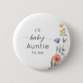 Aquarell Wildblume Baby Duwer Auntie to be Button (Vorderseite)