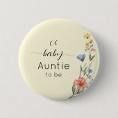 Aquarell Wildblume Baby Duwer Auntie to be Button (Vorderseite)