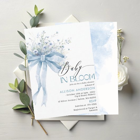 Aquarell Wildblume Baby in Bloom Baby Dusche I Einladung