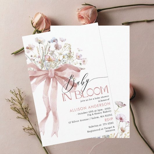 Aquarell Wildblume Baby in Bloom Baby Dusche I Einladung