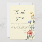 Aquarell Wildblume Babydusche Dankeskarte (Vorderseite)