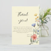 Aquarell Wildblume Babydusche Dankeskarte (Stehend Vorderseite)