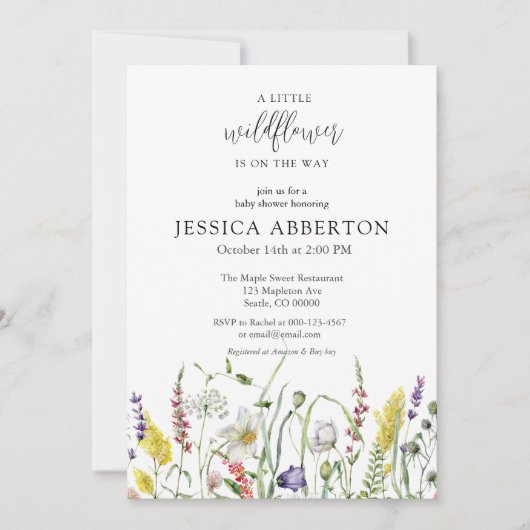 Aquarell Wildblume Babydusche Einladung (Vorderseite)