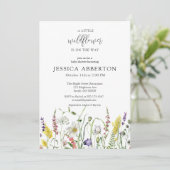 Aquarell Wildblume Babydusche Einladung (Stehend Vorderseite)