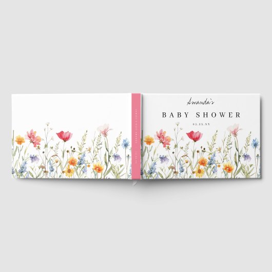 Aquarell Wildblume Babydusche Gästebuch (Voll)