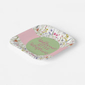 Aquarell Wildblume Babydusche Pappteller (Gewinkelt)