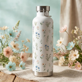 Aquarell-Wildblume Blau Lavendel Boho Cottage Trinkflasche