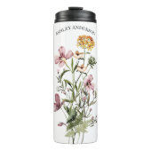 Aquarell Wildblume Bouquet #1 Personalisierter Nam Thermosbecher (Vorderseite)