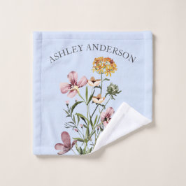 Aquarell Wildblume Bouquet #1 Personalisierter Nam Waschlappen