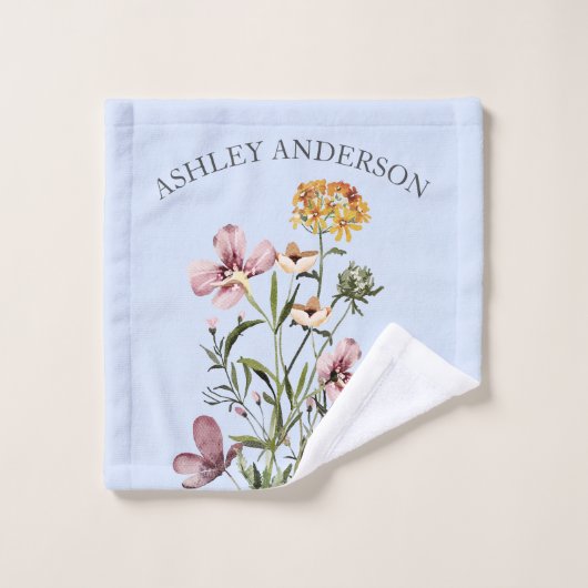 Aquarell Wildblume Bouquet #1 Personalisierter Nam Waschlappen (Waschlappen)