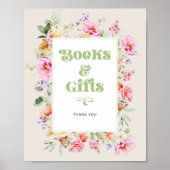 Aquarell Wildblume Bücher und Geschenke Babydusche Poster (Vorne)