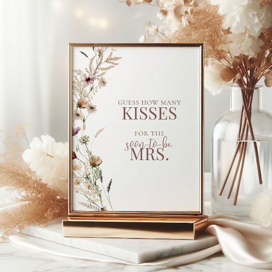 Aquarell Wildblume Dusche Wie viele Kisses Spiel Poster