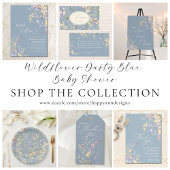 Aquarell Wildblume Dusty Blue Baby Dusche Dankeskarte