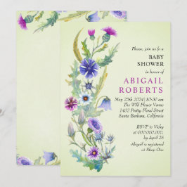 Aquarell Wildblume Frühjahrsheim Babydusche Einladung