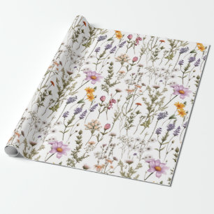 Aquarell-Wildblume in Rosa und Lila Geschenkpapier